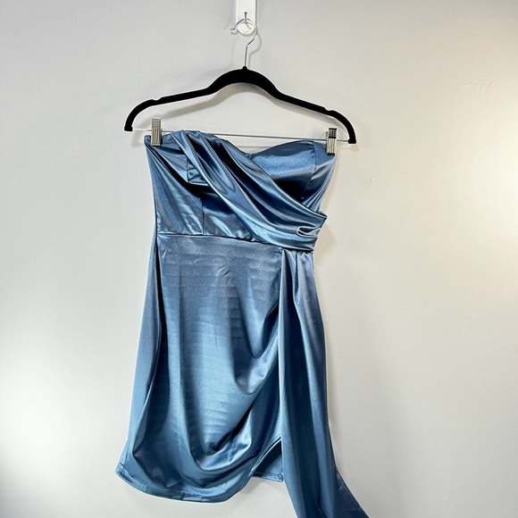 Fashion Nova Dresses & Skirts - Katie Satin Mini Dress - Blue